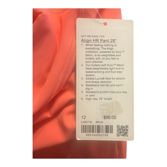 Lululemon Align HR Pant 28" Size 12 Raspberry Cream RPCR Nulu LW5CTIS Athletic - Picture 9 of 11